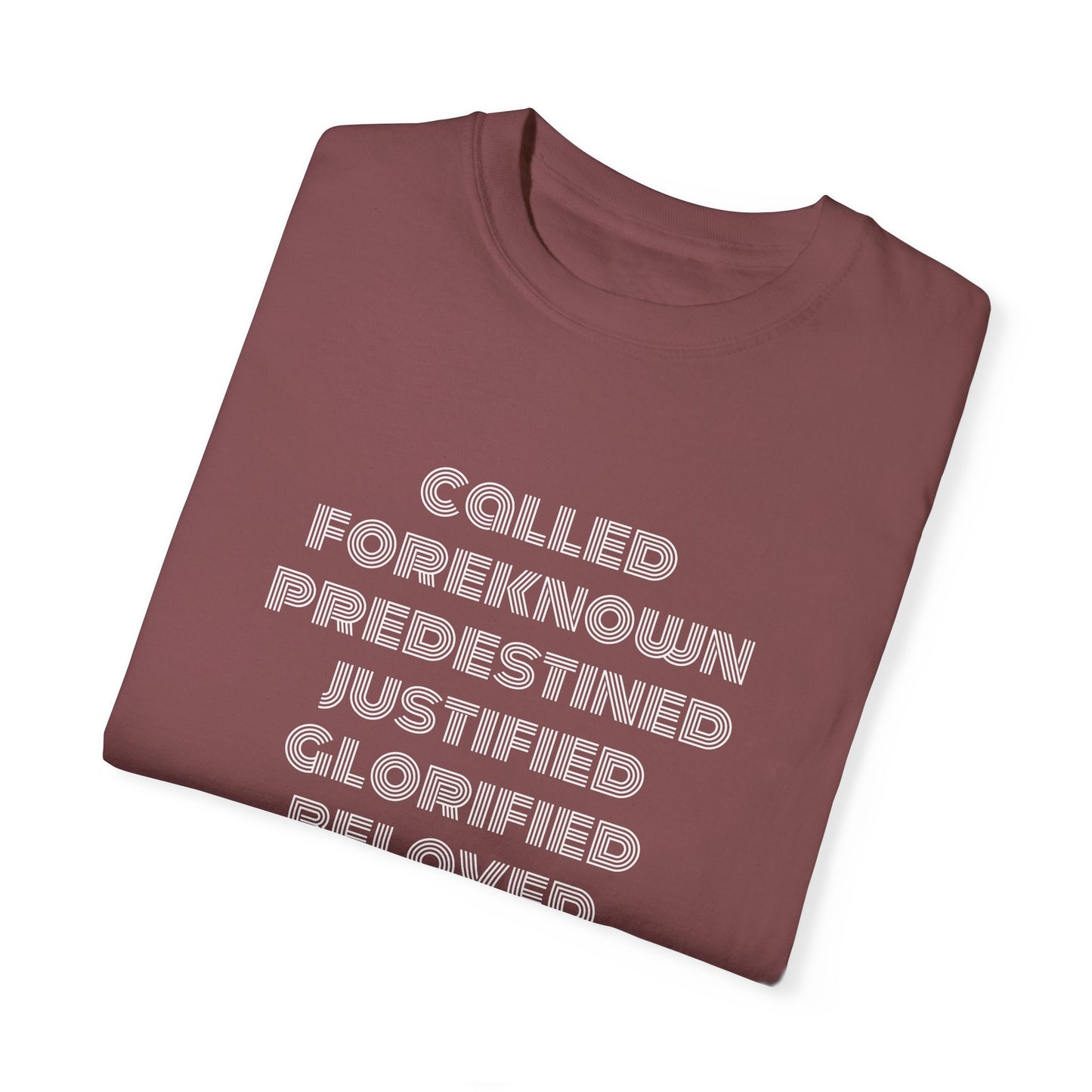 Bible Verse Comfort Colors T-shirt, Romans 8:28-30 Called Predestined Justified Glorified Beloved, Unisex Garment-Dyed Tee, Christian