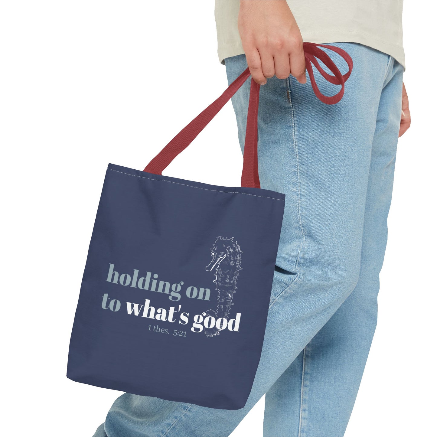 Seahorse Tote Bag - Christian Scripture Bible Verse Bag