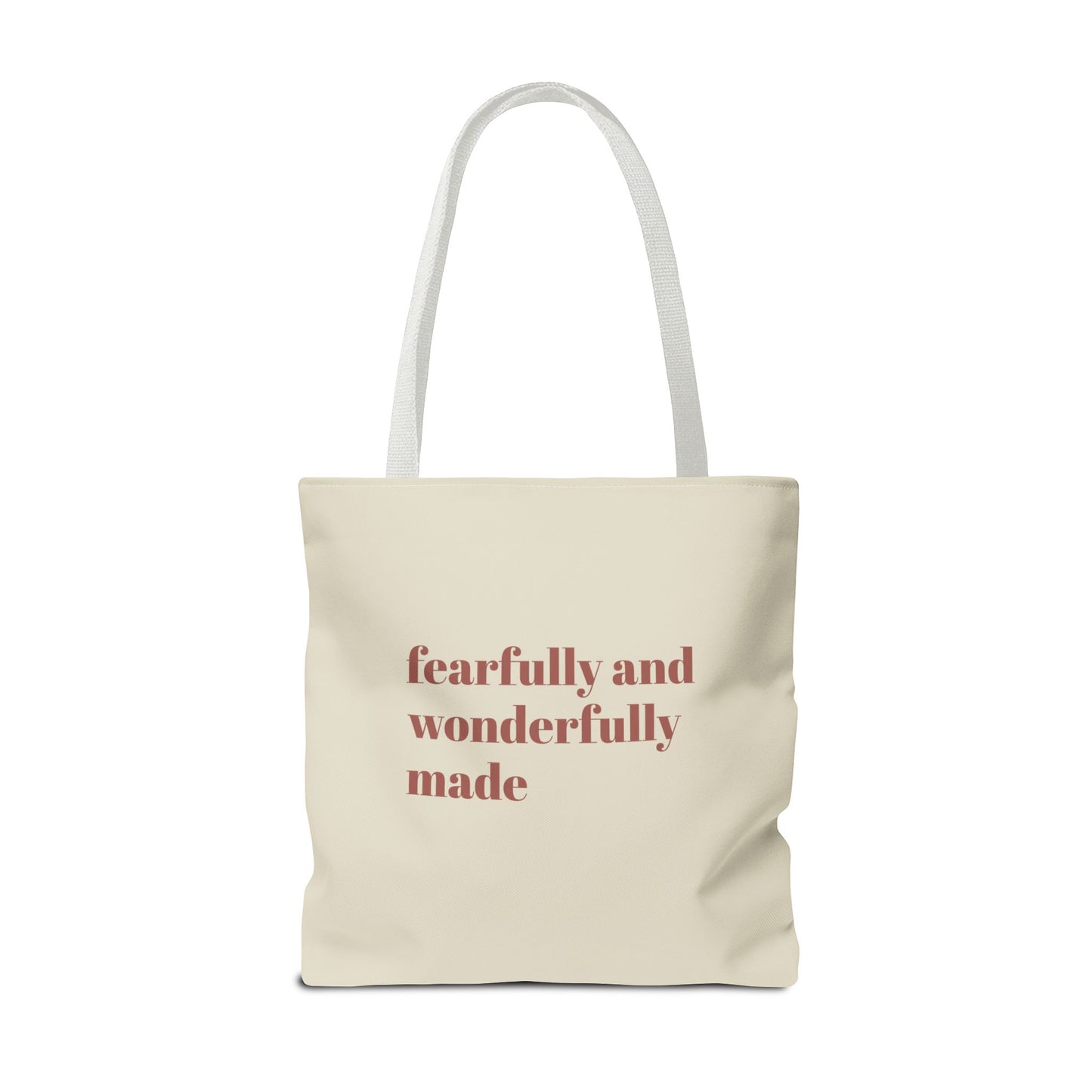 Fearfully and Wonderfully Made Psalm 139 Tote Bag, Inspirational Floral Canvas Bag, Eco-Friendly Shopping Tote, Travel, Motivational Gift