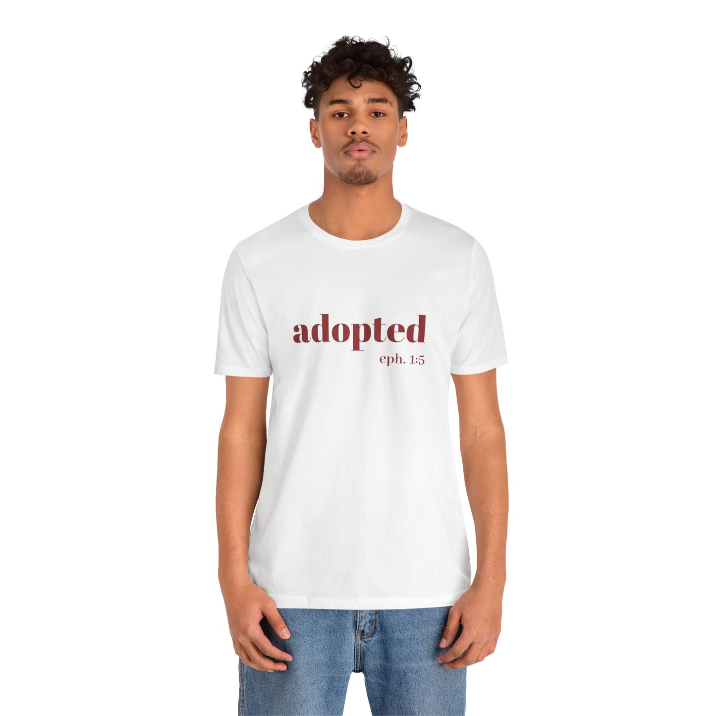 Bible Verse Tee - 'Adopted' Unisex Jersey Short Sleeve Shirt