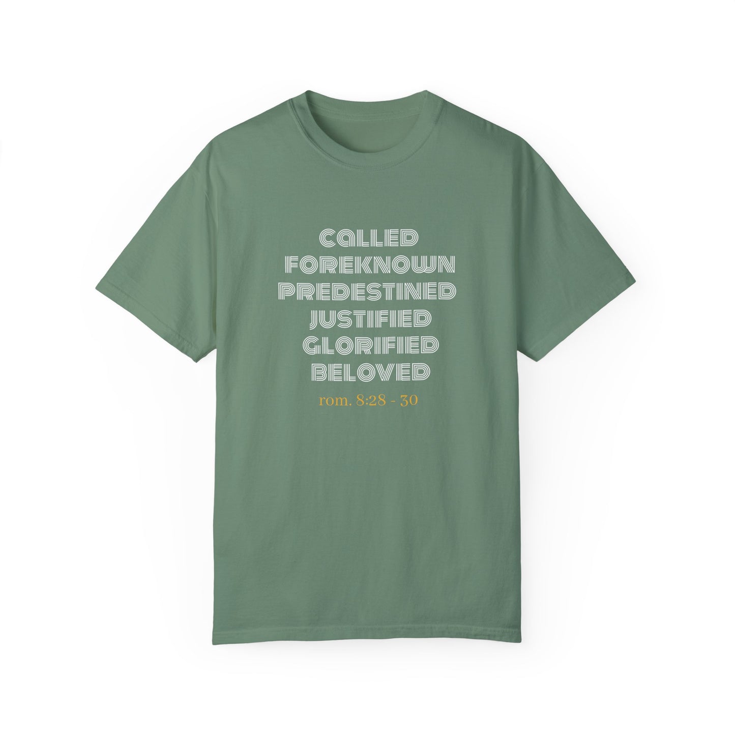 Bible Verse Comfort Colors T-shirt, Romans 8:28-30 Called Predestined Justified Glorified Beloved, Unisex Garment-Dyed Tee, Christian