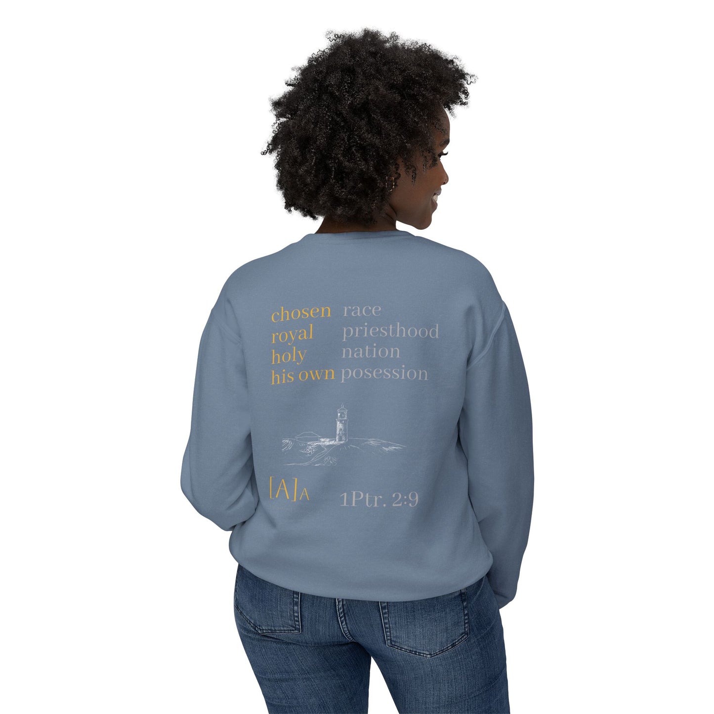 Lighthouse Christian Sweatshirt, Comfort Colors 1466, Unisex Crewneck, 1 Peter 2:9, Kauai Scripture, Lightweight, Cozy Jumper, Religious