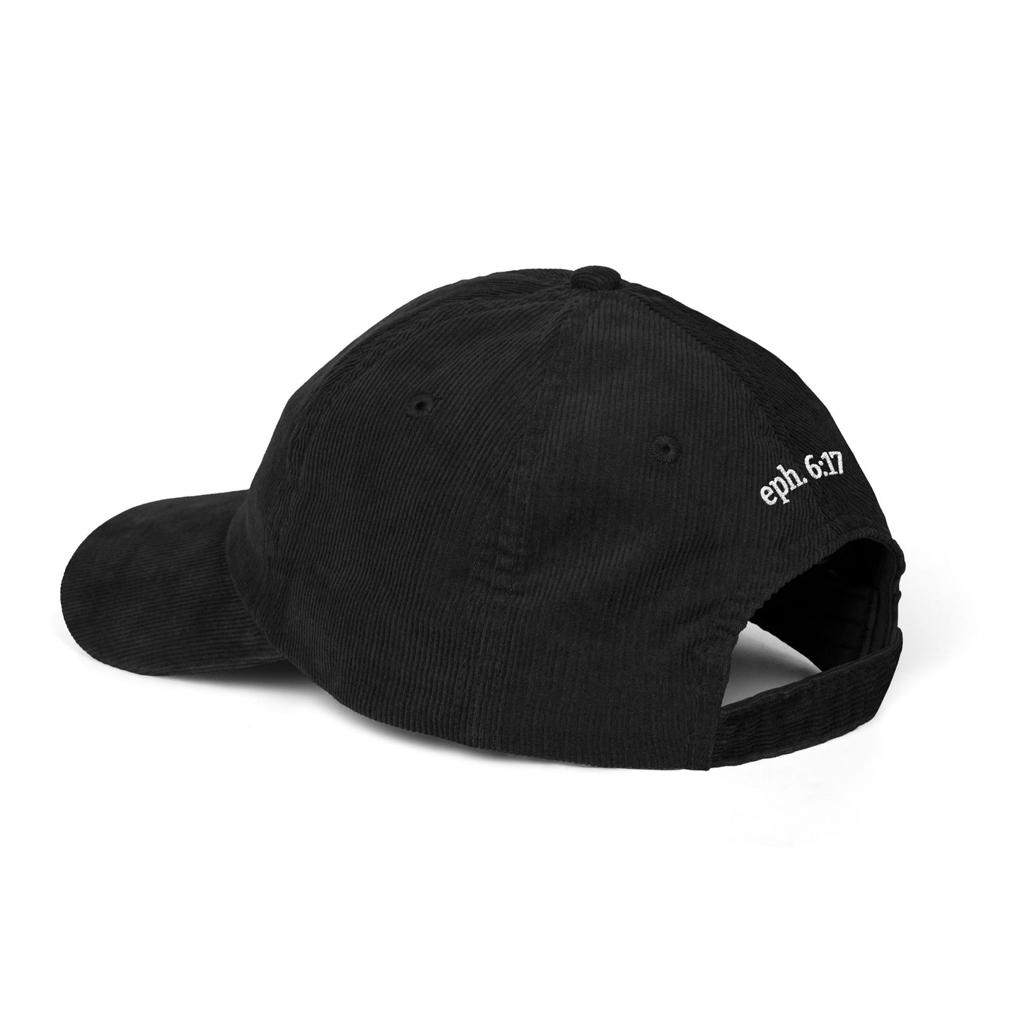 Saved By Grace Corduroy Cap — Embroidered Christian Baseball Hat (Eph. 6:17)