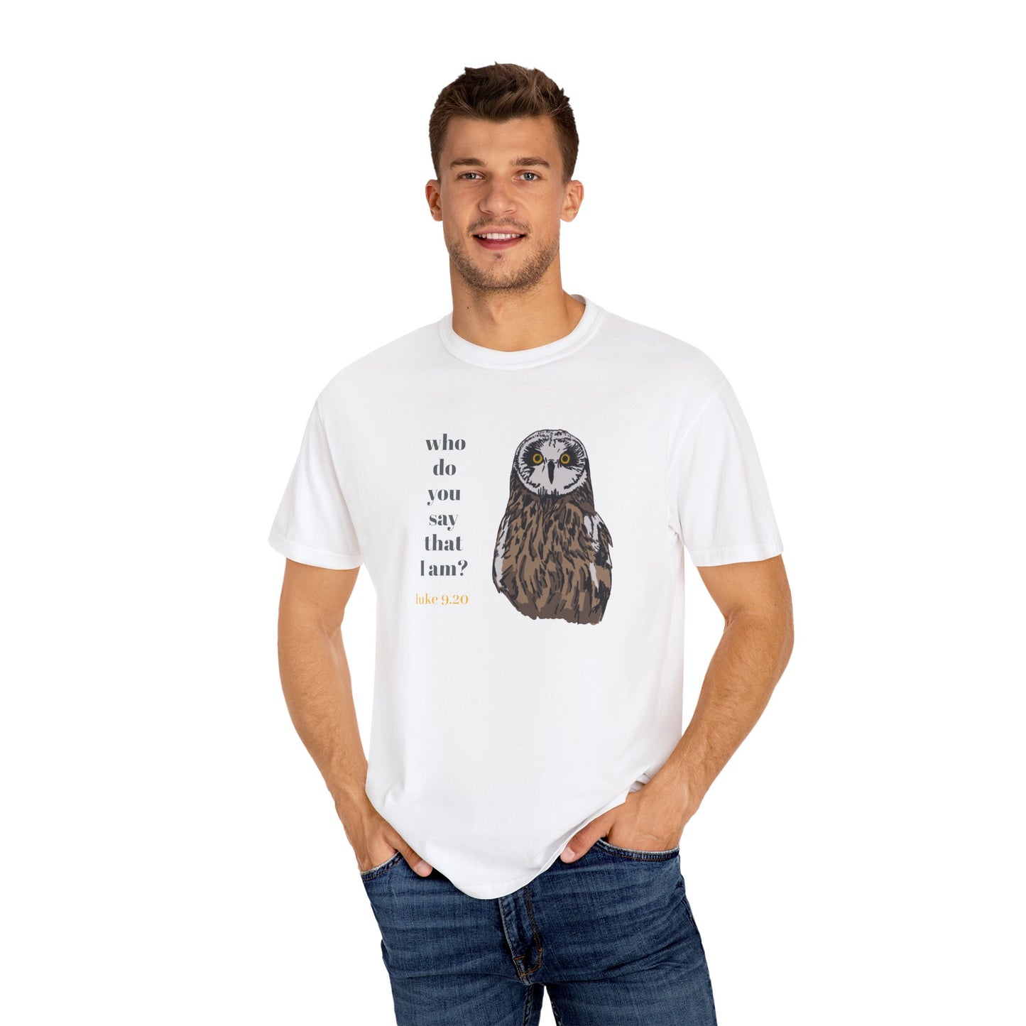 Pueo Who Do You Say That I Am - Owl T-shirt, Hawaiian Barn Owl Bird, Christian Faith Gift, Vintage Style Top, Religious Graphic Apparel