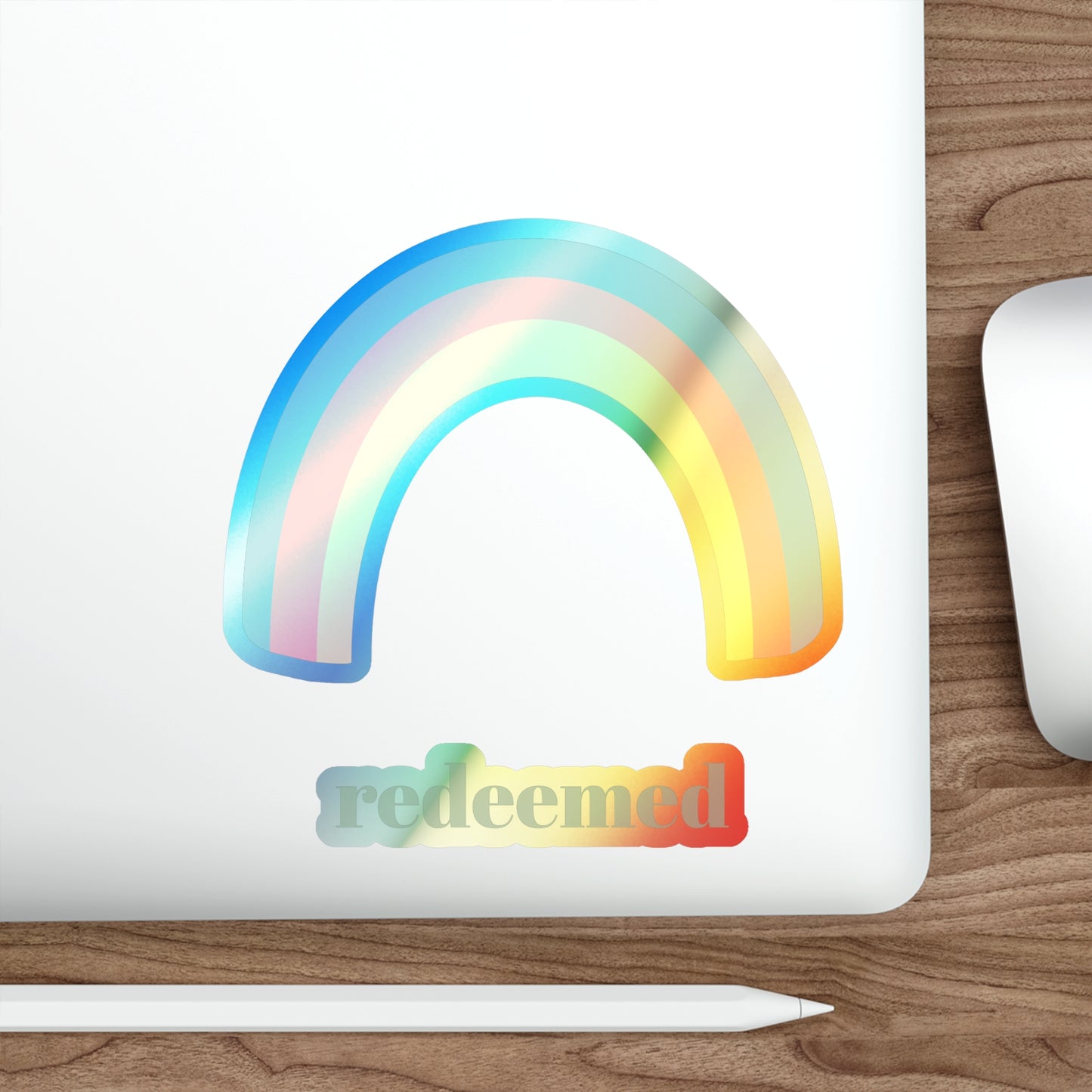 Redeemed Rainbow Holographic Die-cut Sticker, Christian Faith Sticker, Religious Sticker, Inspirational Sticker