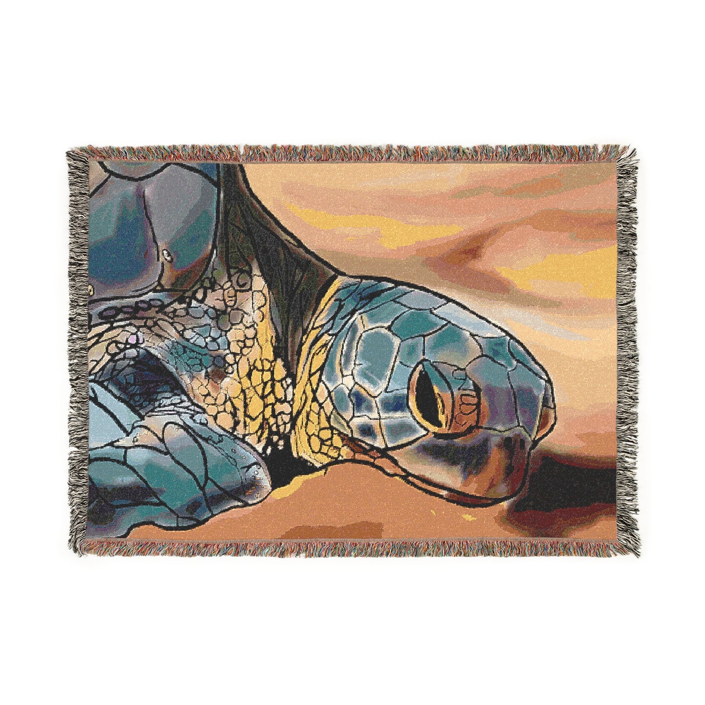 Cozy Turtle Woven Blanket, Ocean Lover Gift, Home Decor, Beach House Accessory, Snuggle up, Nature-Inspired Decor