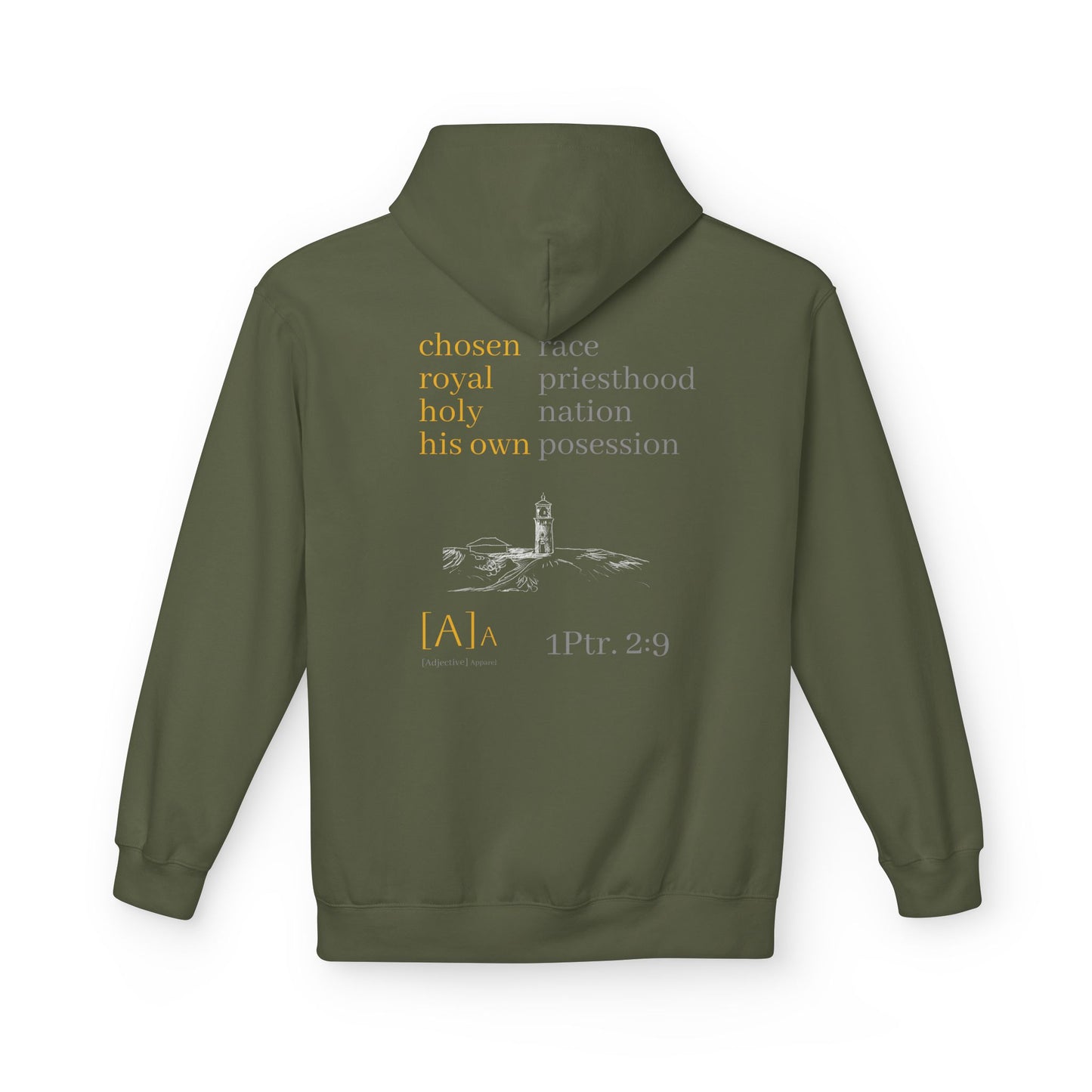 Chosen Hoodie - Lighthouse Christian Unisex Kauai Scripture Fleece, 1 Peter 2:9 Design, Sweatshirt, Gift for Men, Women, Religious Clothing