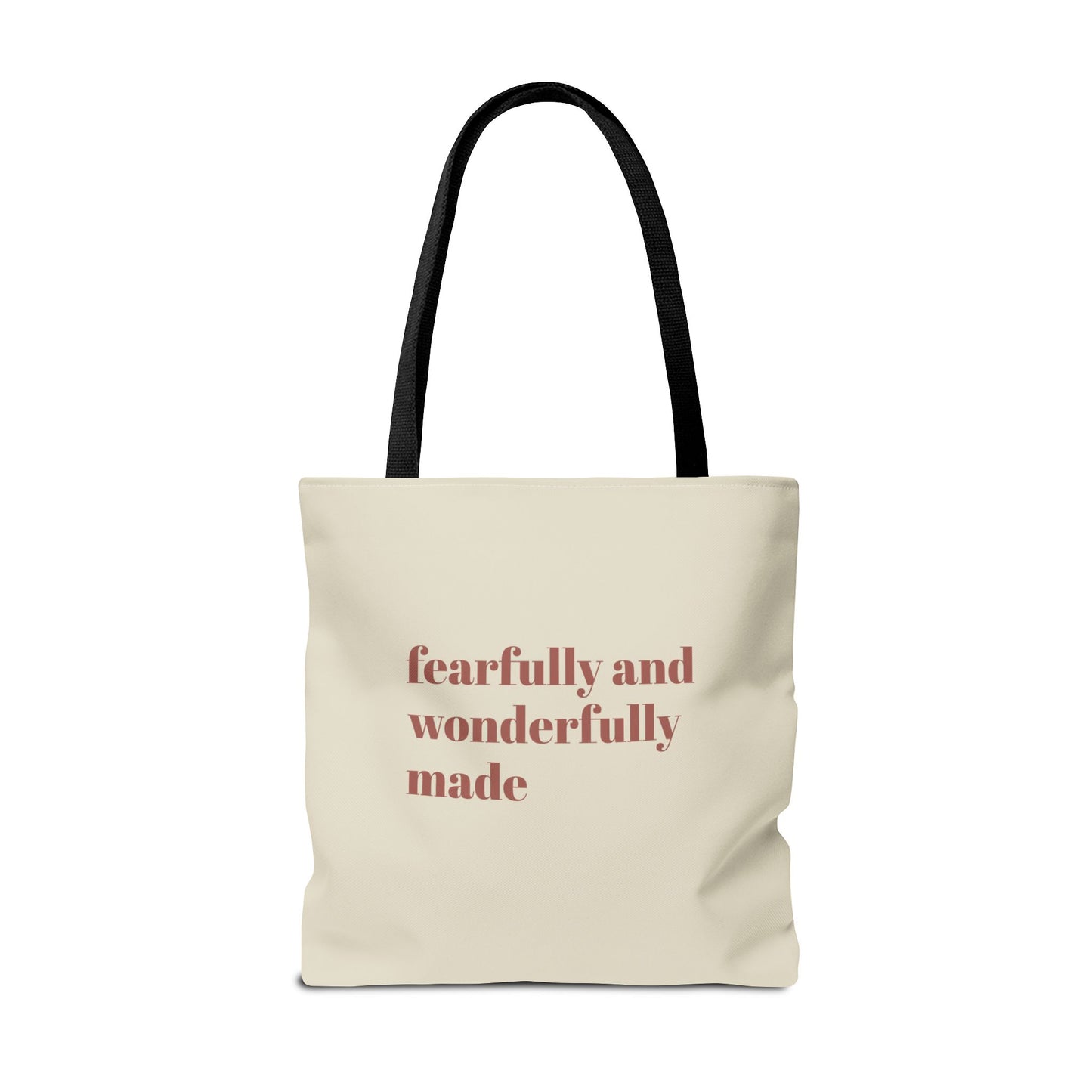 Fearfully and Wonderfully Made Psalm 139 Tote Bag, Inspirational Floral Canvas Bag, Eco-Friendly Shopping Tote, Travel, Motivational Gift