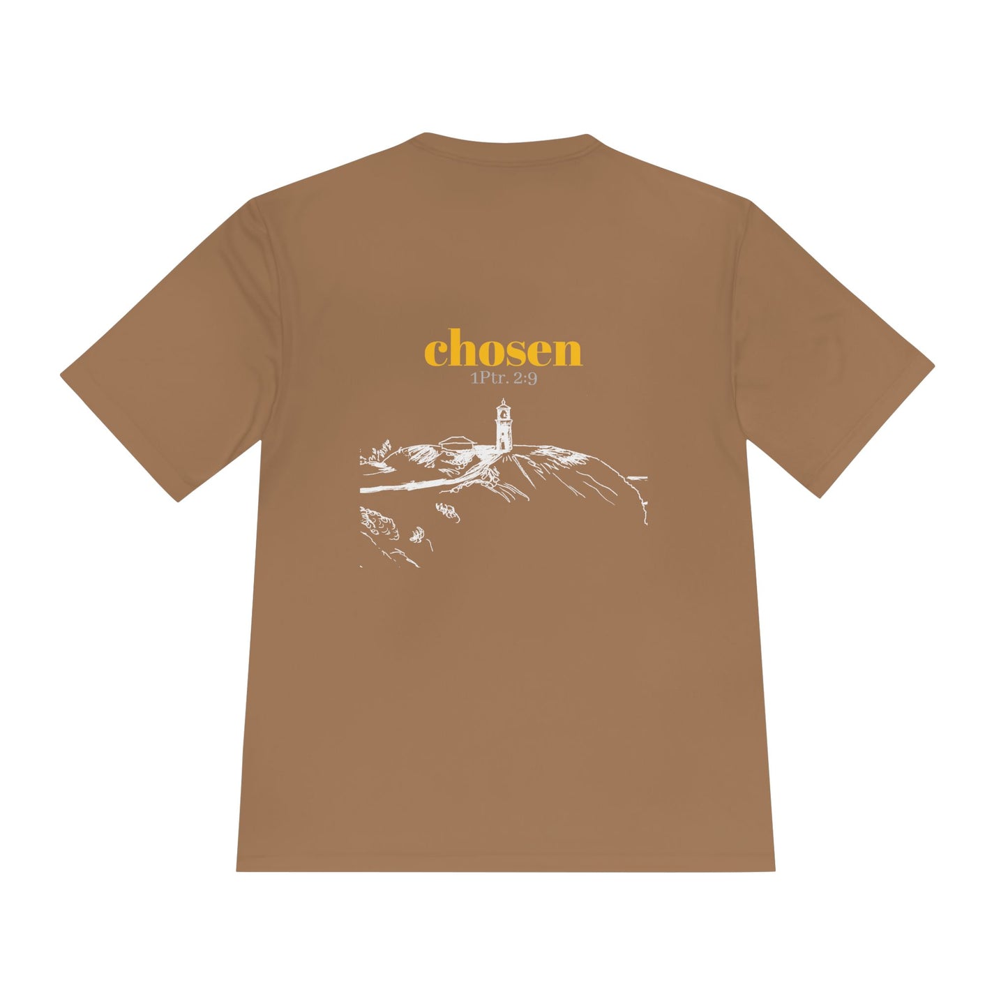 Chosen Lighthouse Performance Tee, Moisture Wicking Shirt, 1 Peter 2:9 Unisex Activewear, Beach Lovers Gift, Nautical Graphic Tee
