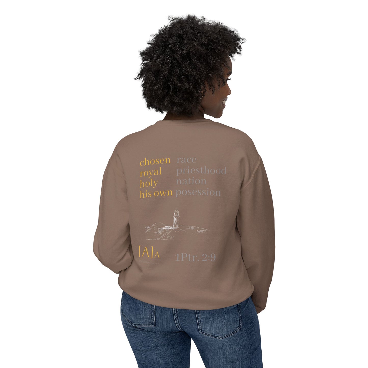 Lighthouse Christian Sweatshirt, Comfort Colors 1466, Unisex Crewneck, 1 Peter 2:9, Kauai Scripture, Lightweight, Cozy Jumper, Religious