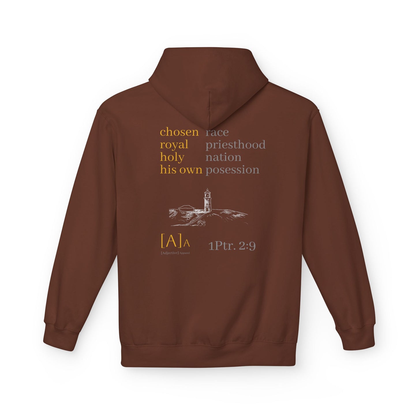 Chosen Hoodie - Lighthouse Christian Unisex Kauai Scripture Fleece, 1 Peter 2:9 Design, Sweatshirt, Gift for Men, Women, Religious Clothing