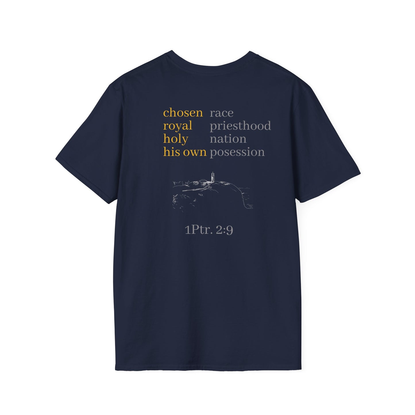 Chosen Christian Unisex T-Shirt with Kauai Lighthouse, 1 Peter 2:9 Reminder, Faith Apparel, Religious Tee, Inspirational Shirt
