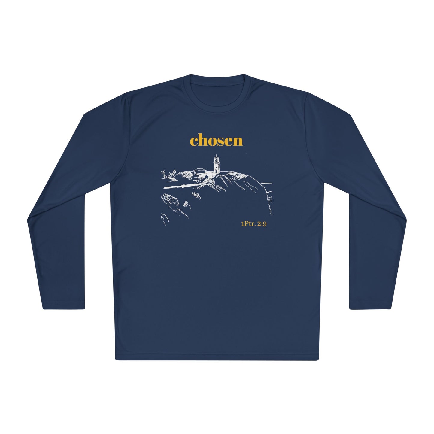 Chosen Lighthouse Longsleeve, Christian Shirt, Light of Faith Unisex Tee, 1 Peter 2:9 Verse Shirt, Comfort Layering Top, Religious Tee