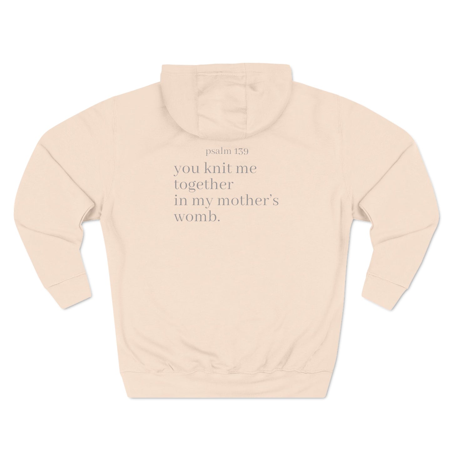 Knit Together In Mothers Womb Premium Heavy Hoodie Psalm 139 Ti Leaf Three Panel Fleece Sweatshirt, Pullover Jumper, Cozy Warm Hooded Top