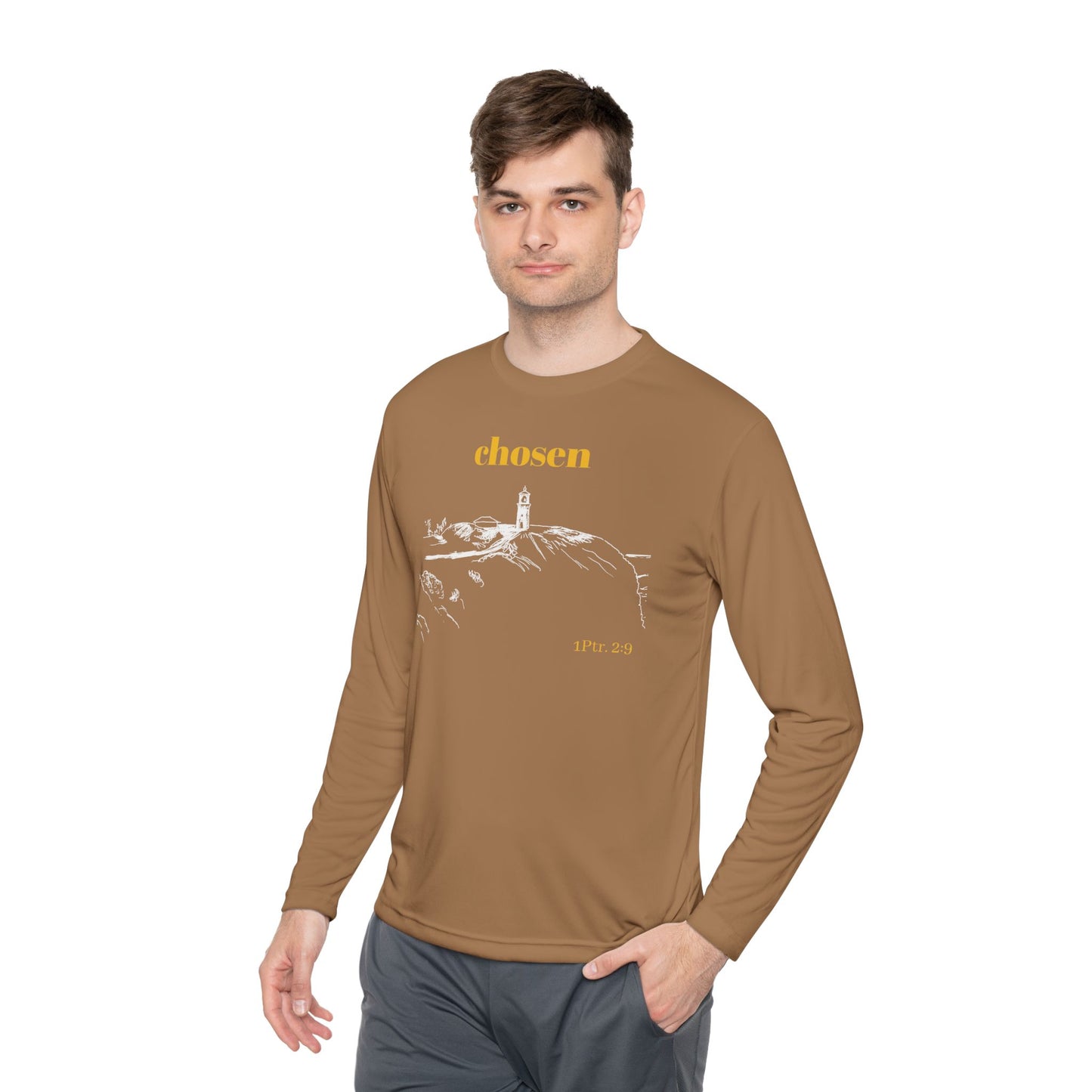 Chosen Lighthouse Longsleeve, Christian Shirt, Light of Faith Unisex Tee, 1 Peter 2:9 Verse Shirt, Comfort Layering Top, Religious Tee