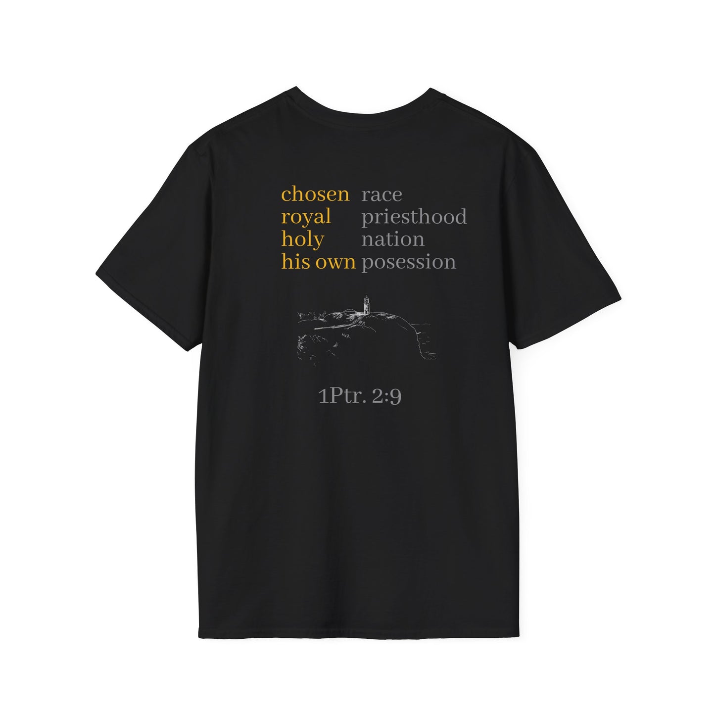 Chosen Christian Unisex T-Shirt with Kauai Lighthouse, 1 Peter 2:9 Reminder, Faith Apparel, Religious Tee, Inspirational Shirt