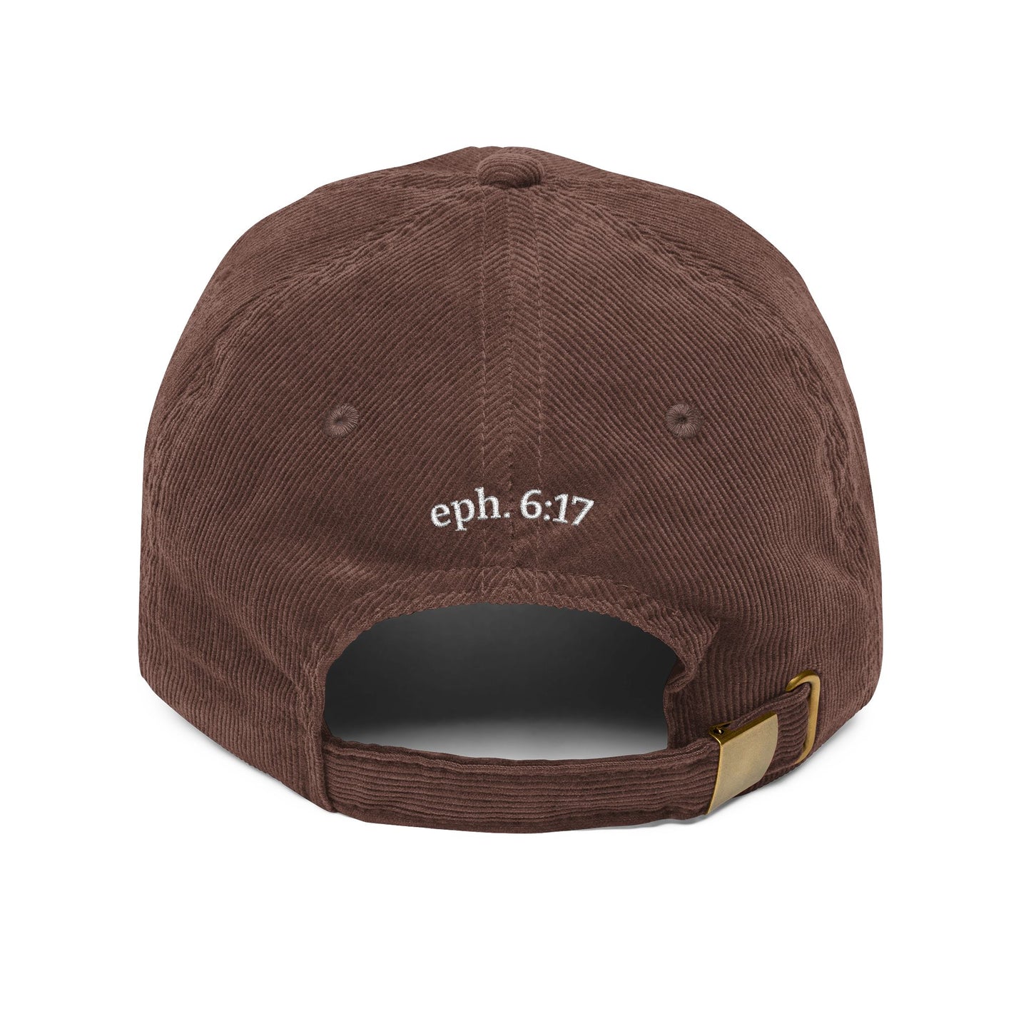 Saved By Grace Corduroy Cap — Embroidered Christian Baseball Hat (Eph. 6:17)