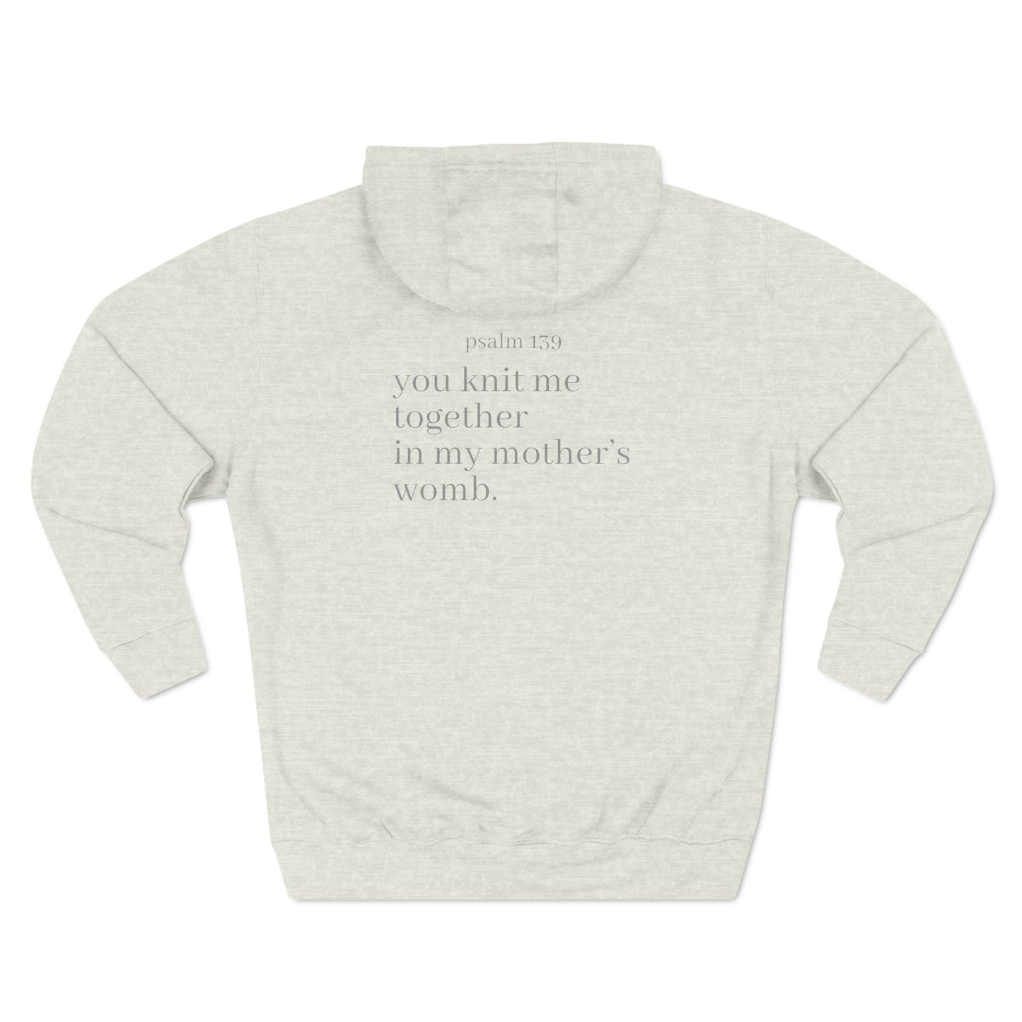 Knit Together In Mothers Womb Premium Heavy Hoodie Psalm 139 Ti Leaf Three Panel Fleece Sweatshirt, Pullover Jumper, Cozy Warm Hooded Top