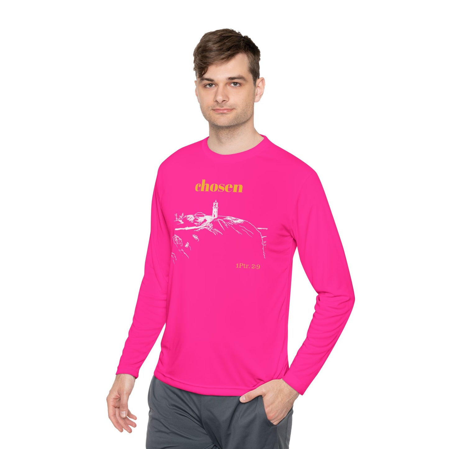 Chosen Lighthouse Longsleeve, Christian Shirt, Light of Faith Unisex Tee, 1 Peter 2:9 Verse Shirt, Comfort Layering Top, Religious Tee