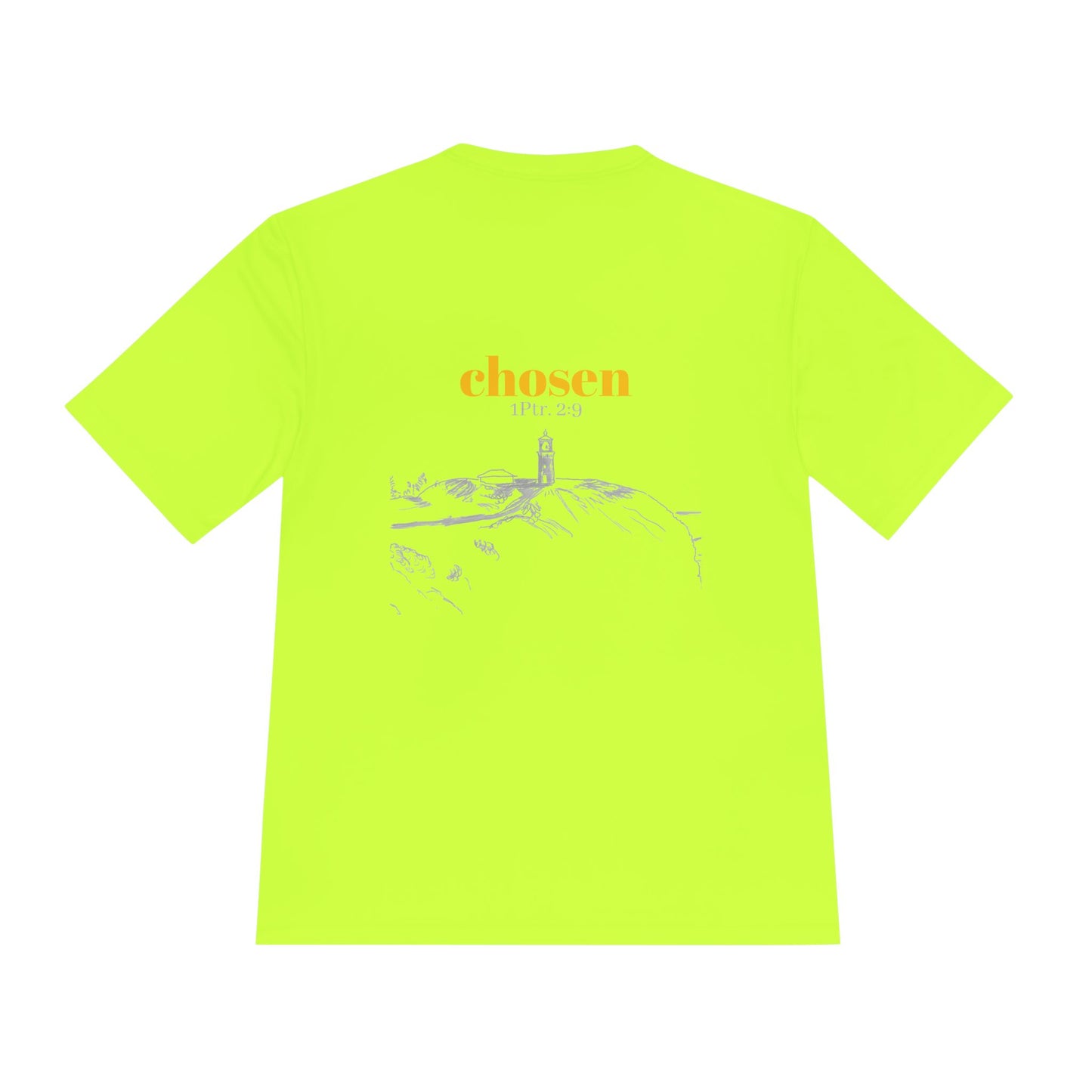 Chosen Lighthouse Performance Tee, Moisture Wicking Shirt, 1 Peter 2:9 Unisex Activewear, Beach Lovers Gift, Nautical Graphic Tee