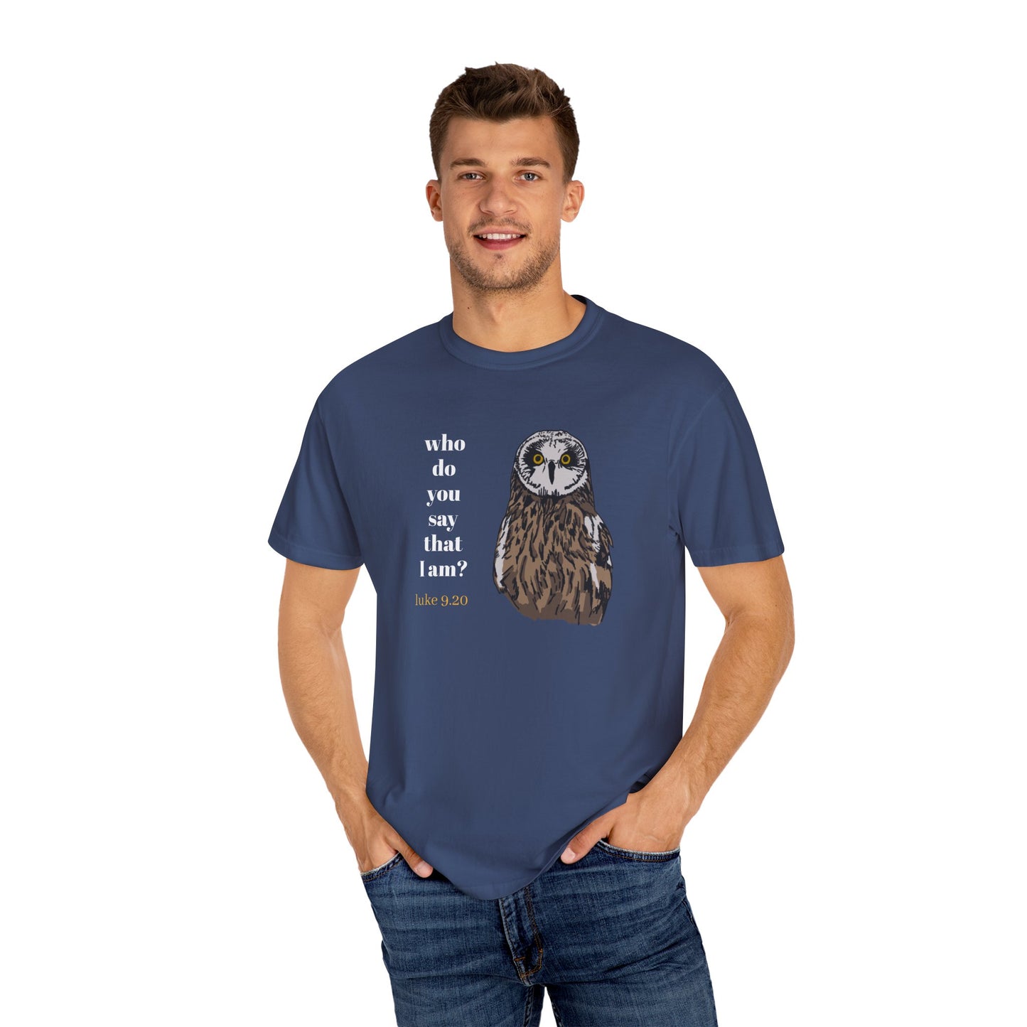 Pueo Who Do You Say That I Am - Owl T-shirt, Hawaiian Barn Owl Bird, Christian Faith Gift, Vintage Style Top, Religious Graphic Apparel