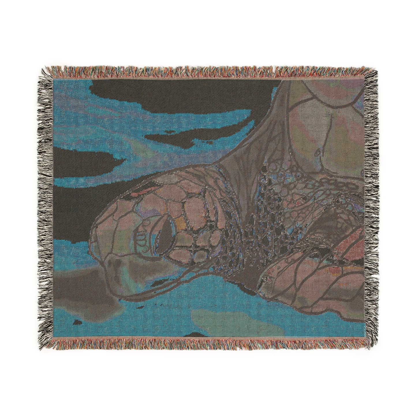 Cozy Turtle Woven Blanket, Ocean Lover Gift, Home Decor, Beach House Accessory, Snuggle up, Nature-Inspired Decor