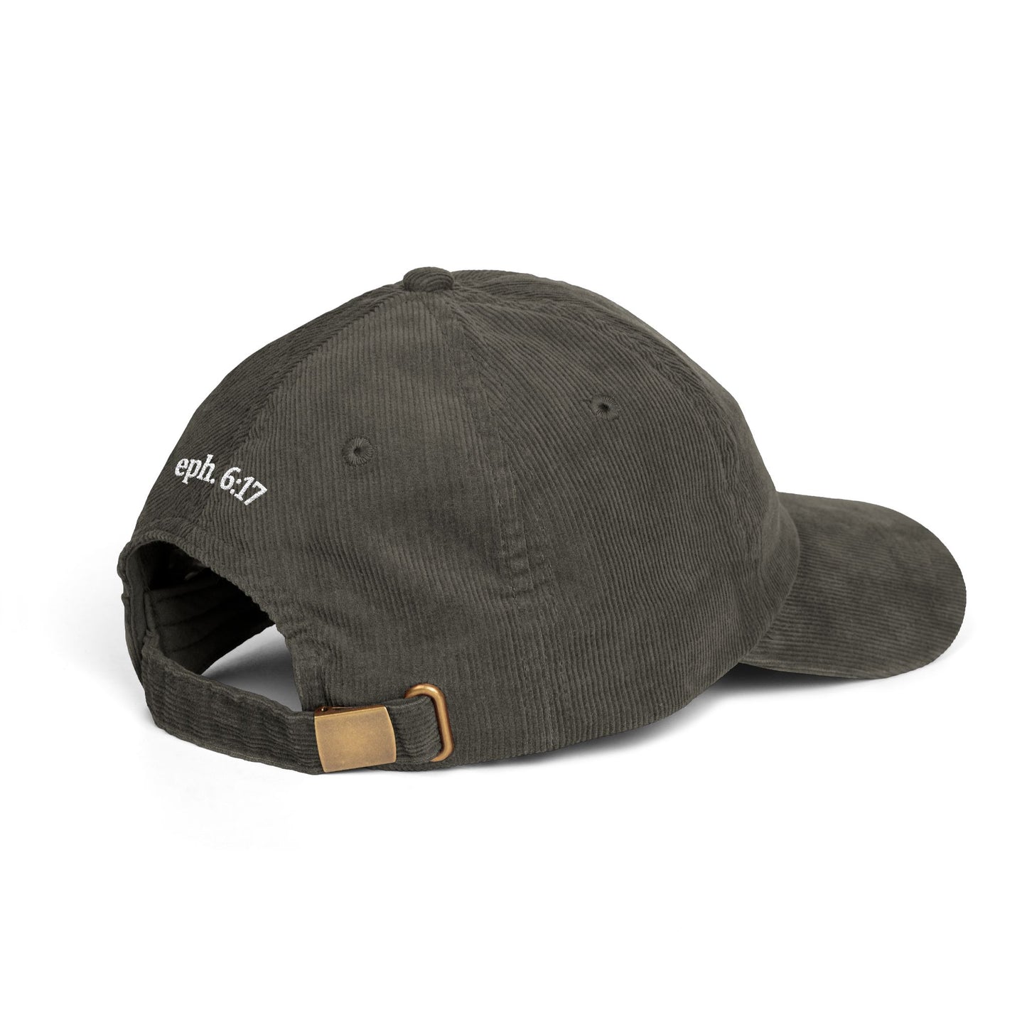 Saved By Grace Corduroy Cap — Embroidered Christian Baseball Hat (Eph. 6:17)