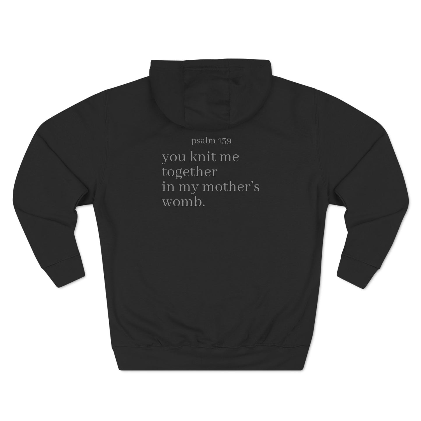 Knit Together In Mothers Womb Premium Heavy Hoodie Psalm 139 Ti Leaf Three Panel Fleece Sweatshirt, Pullover Jumper, Cozy Warm Hooded Top