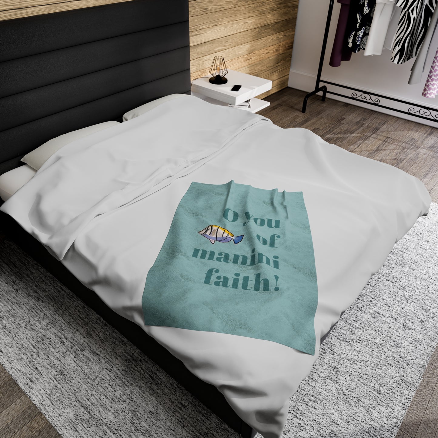 O You of Manini Faith! Velveteen Plush Blanket, Cozy Throw for Faith Lovers, Inspirational Gift, Home Decor, Relaxation, Beach Vibes