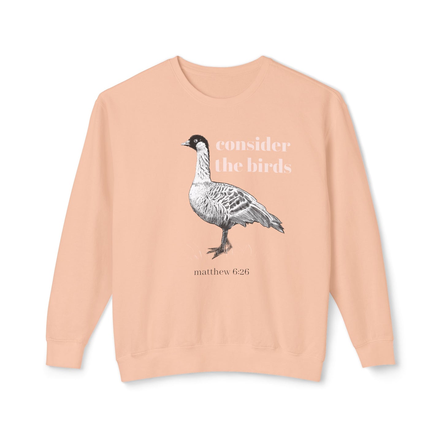 Consider the Birds Lightweight Sweatshirt - Nene Hawaiian Goose Bird Matthew 6 Sermon on the Mount Unisex Crewneck, Christian Gift, Nature
