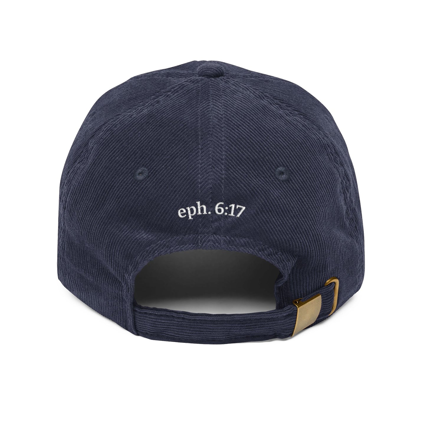 Saved By Grace Corduroy Cap — Embroidered Christian Baseball Hat (Eph. 6:17)