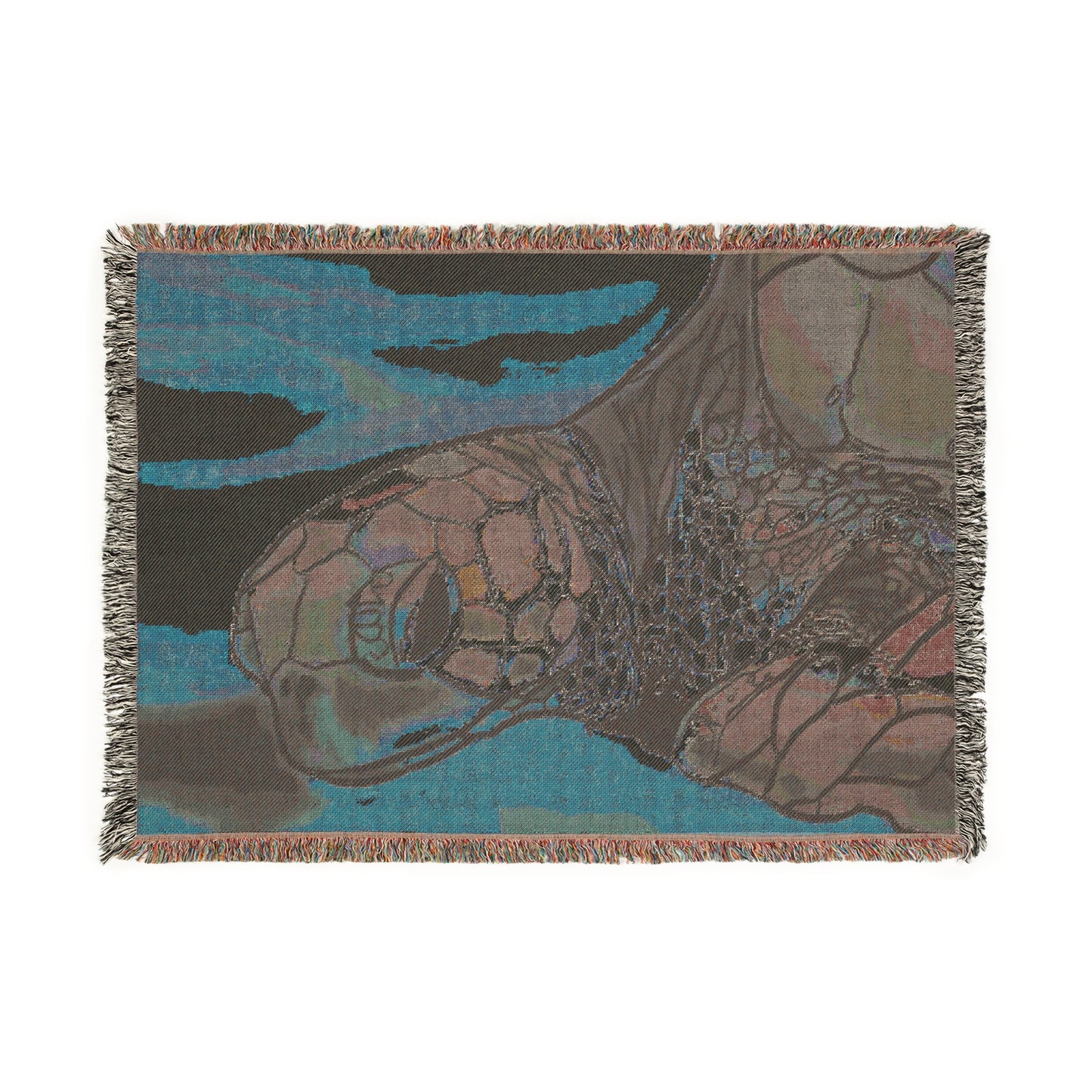 Cozy Turtle Woven Blanket, Ocean Lover Gift, Home Decor, Beach House Accessory, Snuggle up, Nature-Inspired Decor