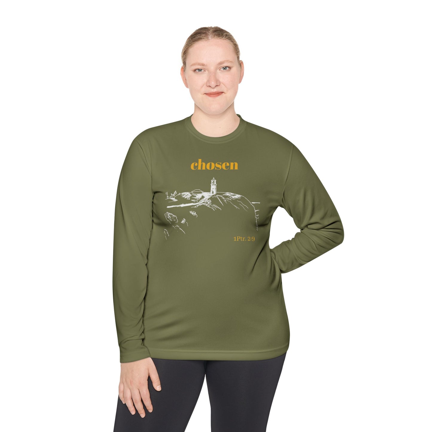 Chosen Lighthouse Longsleeve, Christian Shirt, Light of Faith Unisex Tee, 1 Peter 2:9 Verse Shirt, Comfort Layering Top, Religious Tee