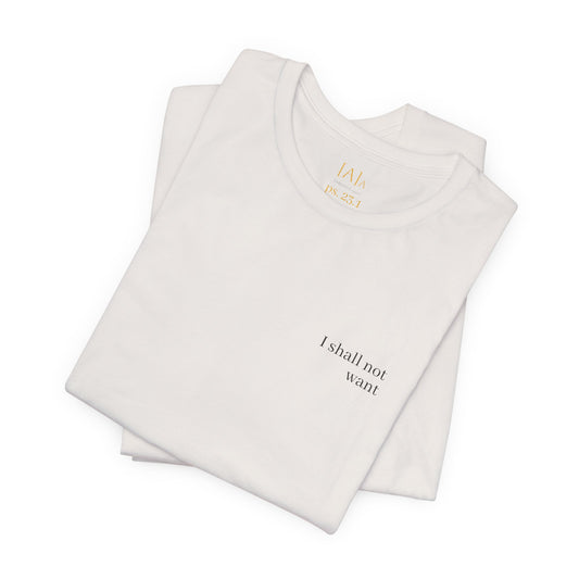 Minimalist Inspirational Tee - I Shall Not Want, I Have Everything I Need, Psalm 23:1 Motivational Shirt, Self-Love Gift, Everyday Style