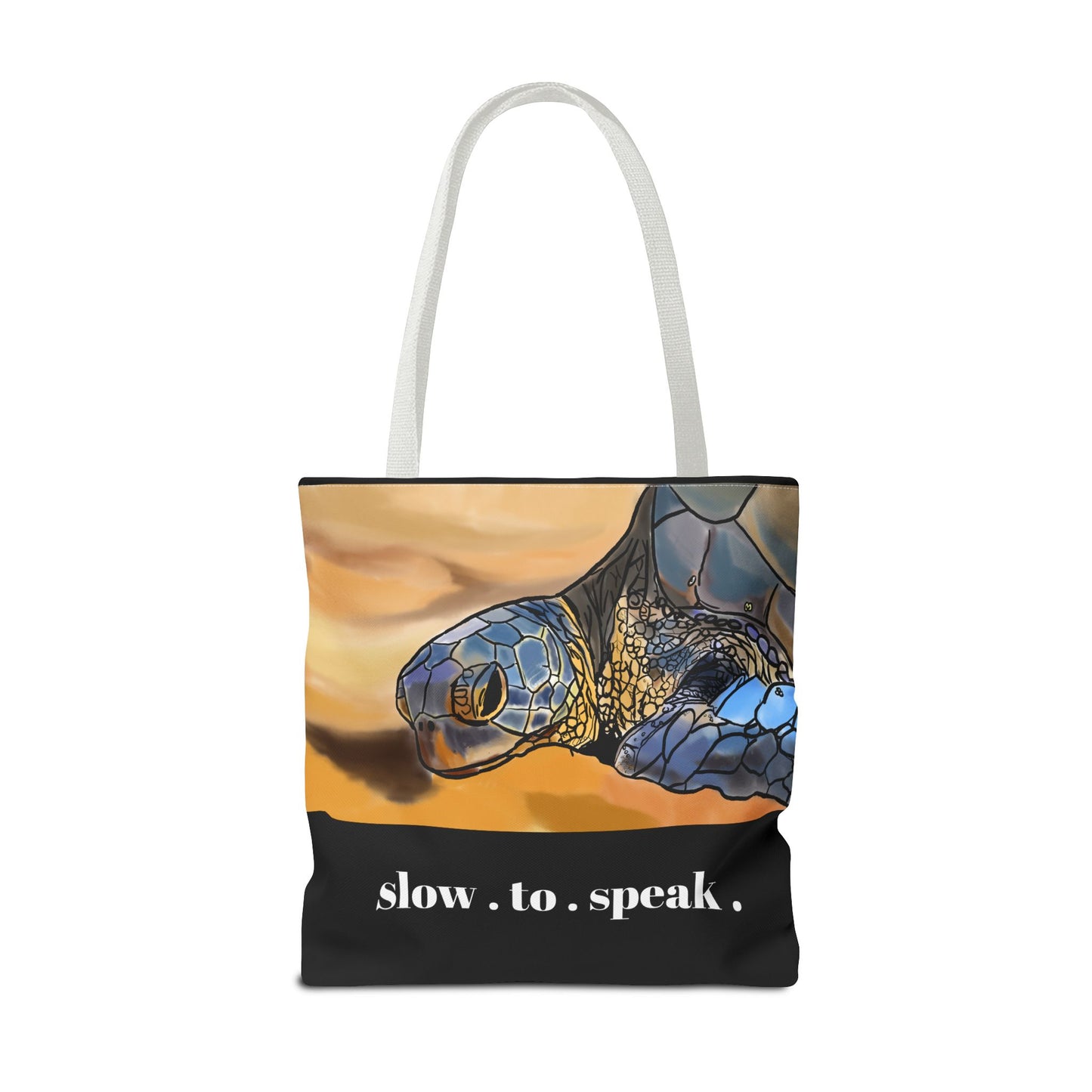 Slow to Anger Tote Bag, Inspirational Eco-Friendly Shopping Bag, Sea Turtle Design, Gift for Nature Lovers, Sustainable Fashion