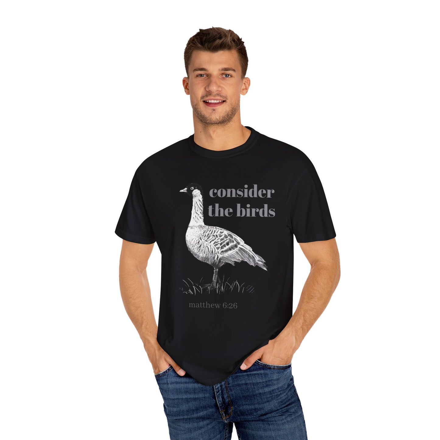 Consider the Birds T-shirt - Nene Hawaiian Goose Bird Sermon on the Mount Matthew 6 Unisex