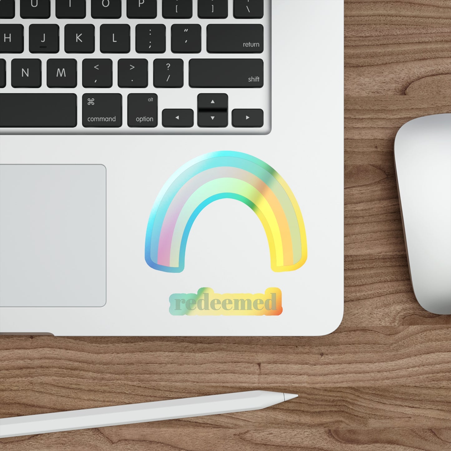 Redeemed Rainbow Holographic Die-cut Sticker, Christian Faith Sticker, Religious Sticker, Inspirational Sticker