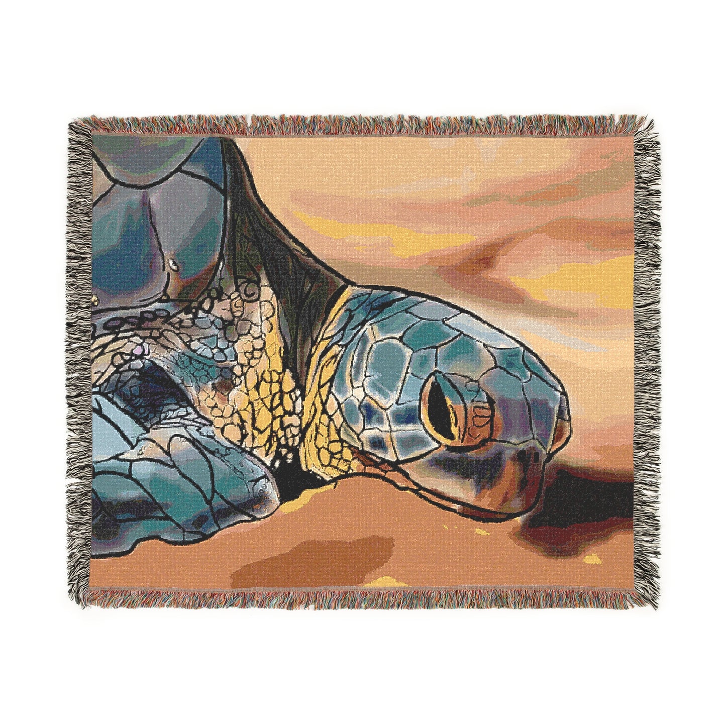 Cozy Turtle Woven Blanket, Ocean Lover Gift, Home Decor, Beach House Accessory, Snuggle up, Nature-Inspired Decor