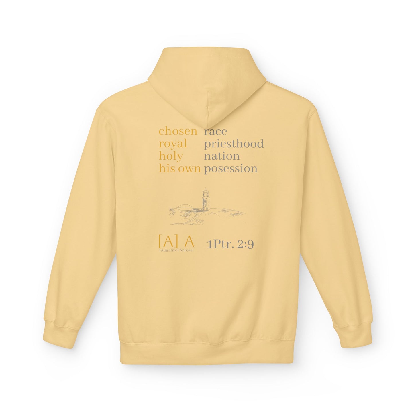 Chosen Hoodie - Lighthouse Christian Unisex Kauai Scripture Fleece, 1 Peter 2:9 Design, Sweatshirt, Gift for Men, Women, Religious Clothing