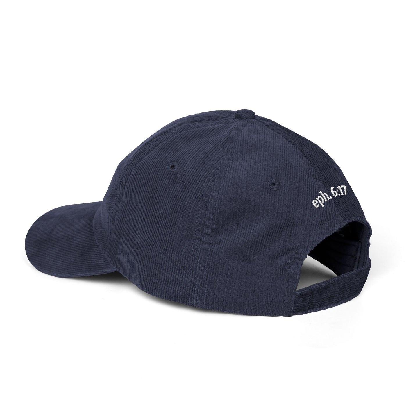 Saved By Grace Corduroy Cap — Embroidered Christian Baseball Hat (Eph. 6:17)