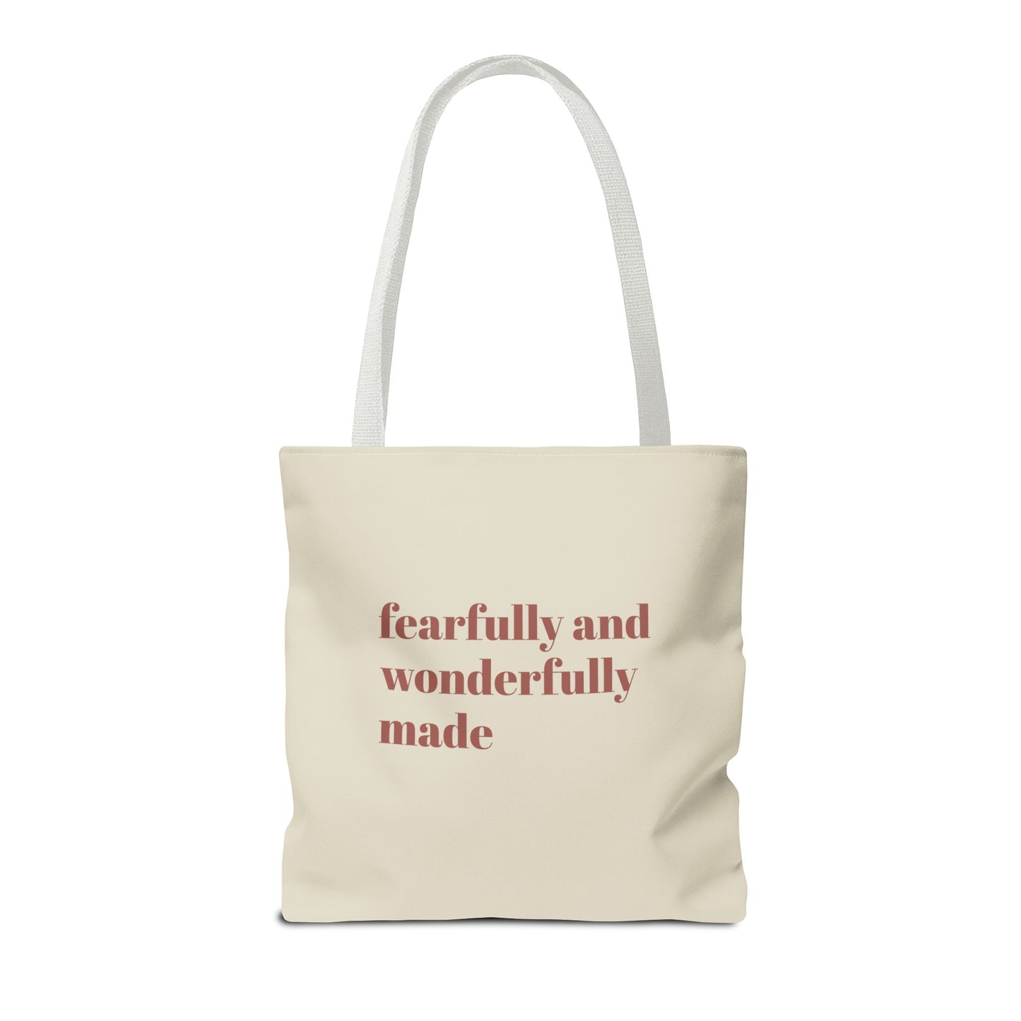 Fearfully and Wonderfully Made Psalm 139 Tote Bag, Inspirational Floral Canvas Bag, Eco-Friendly Shopping Tote, Travel, Motivational Gift