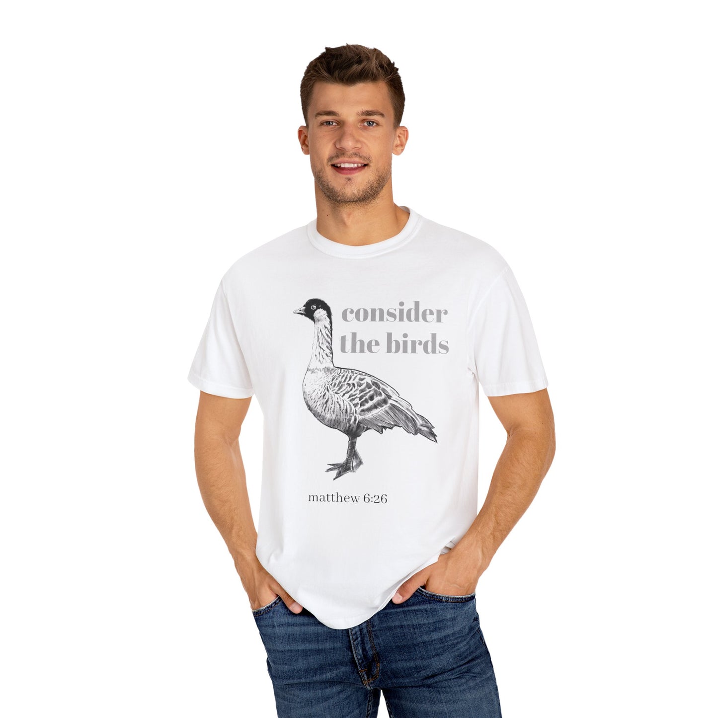 Consider the Birds T-shirt - Nene Hawaiian Goose Bird Sermon on the Mount Matthew 6 Unisex