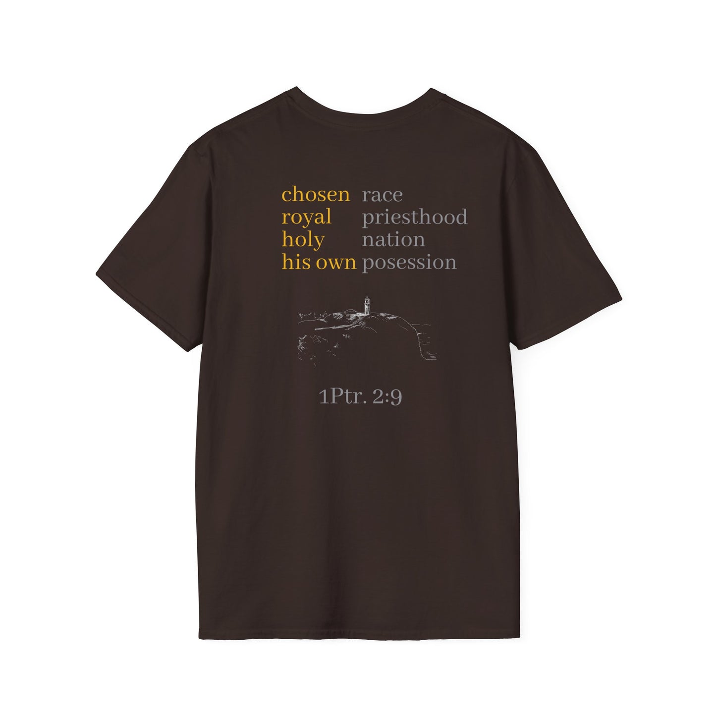 Chosen Christian Unisex T-Shirt with Kauai Lighthouse, 1 Peter 2:9 Reminder, Faith Apparel, Religious Tee, Inspirational Shirt