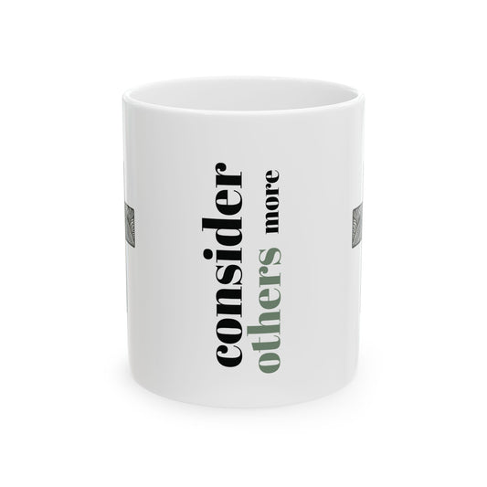 Cross Philippians 2:3 Christian Ceramic Mug, Minimalistic, Consider Others More, Bible Verse Coffee Cup, Religious Tea Mug, Inspirational