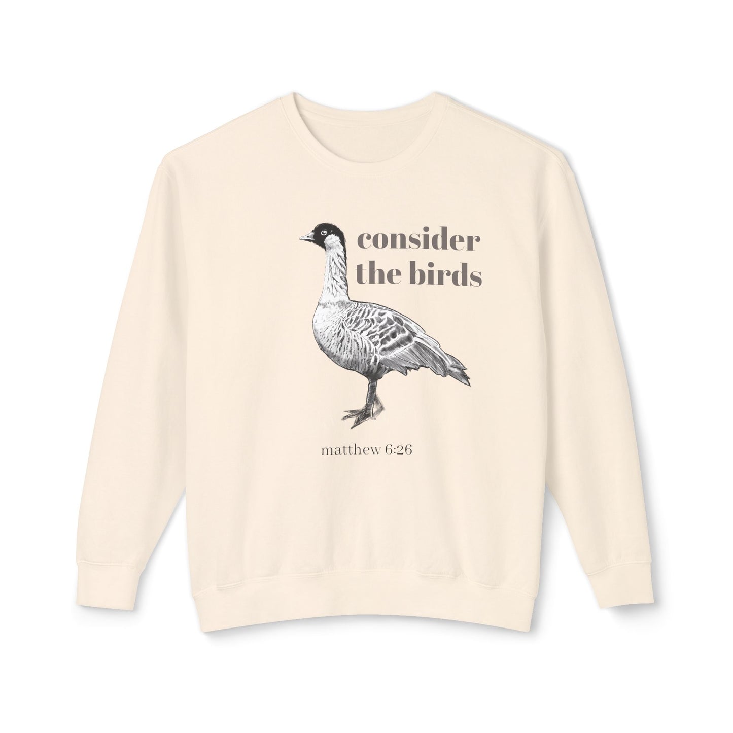 Consider the Birds Lightweight Sweatshirt - Nene Hawaiian Goose Bird Matthew 6 Sermon on the Mount Unisex Crewneck, Christian Gift, Nature
