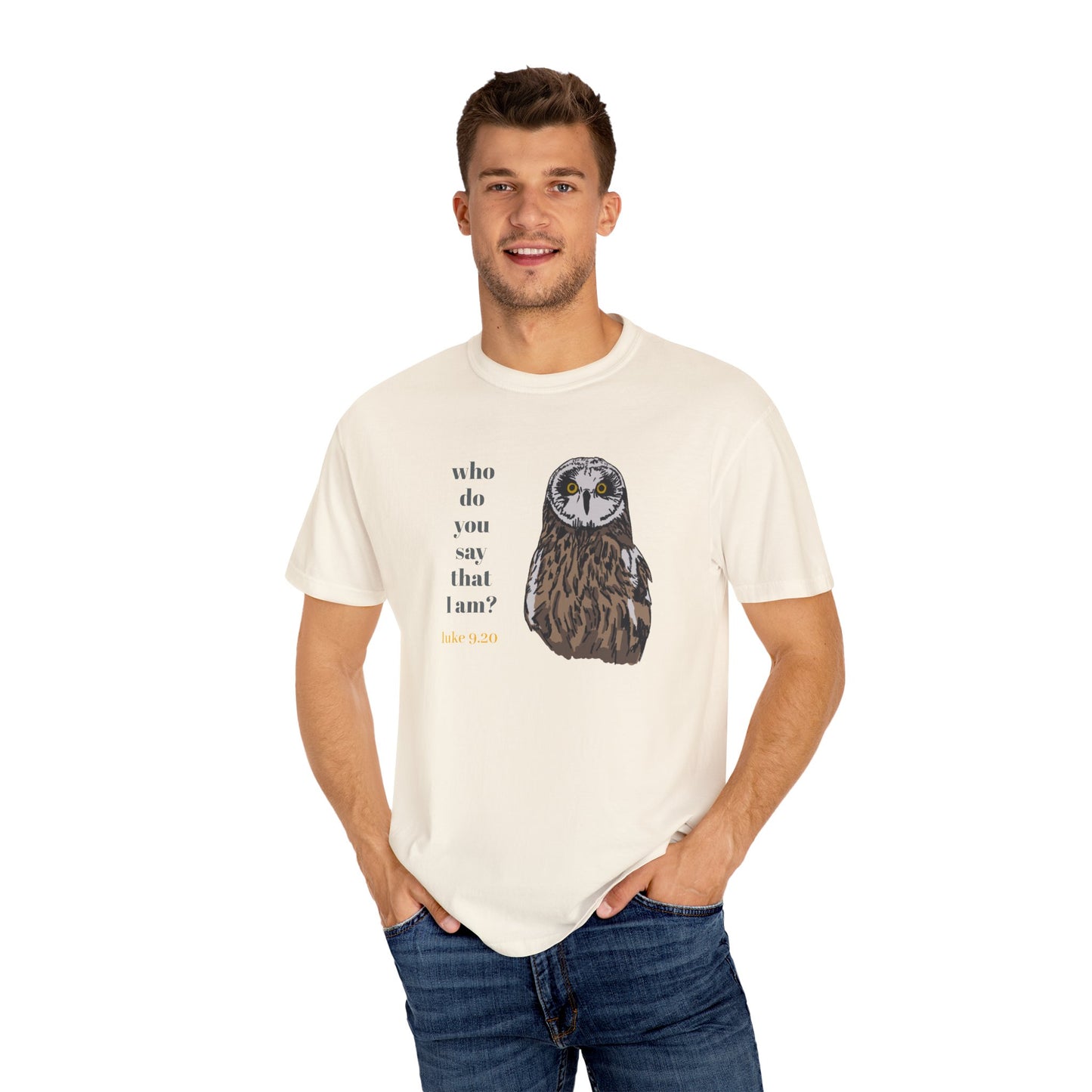 Pueo Who Do You Say That I Am - Owl T-shirt, Hawaiian Barn Owl Bird, Christian Faith Gift, Vintage Style Top, Religious Graphic Apparel