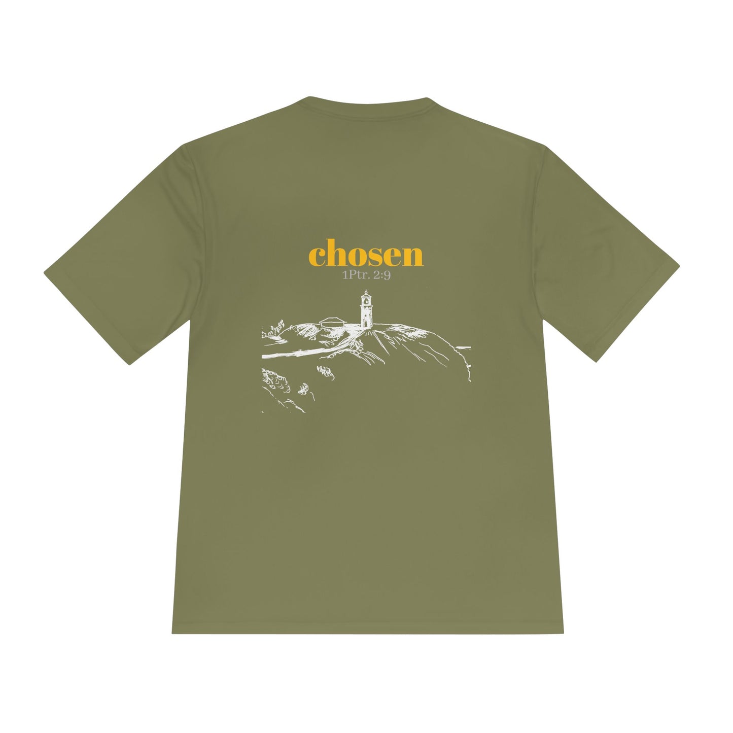 Chosen Lighthouse Performance Tee, Moisture Wicking Shirt, 1 Peter 2:9 Unisex Activewear, Beach Lovers Gift, Nautical Graphic Tee