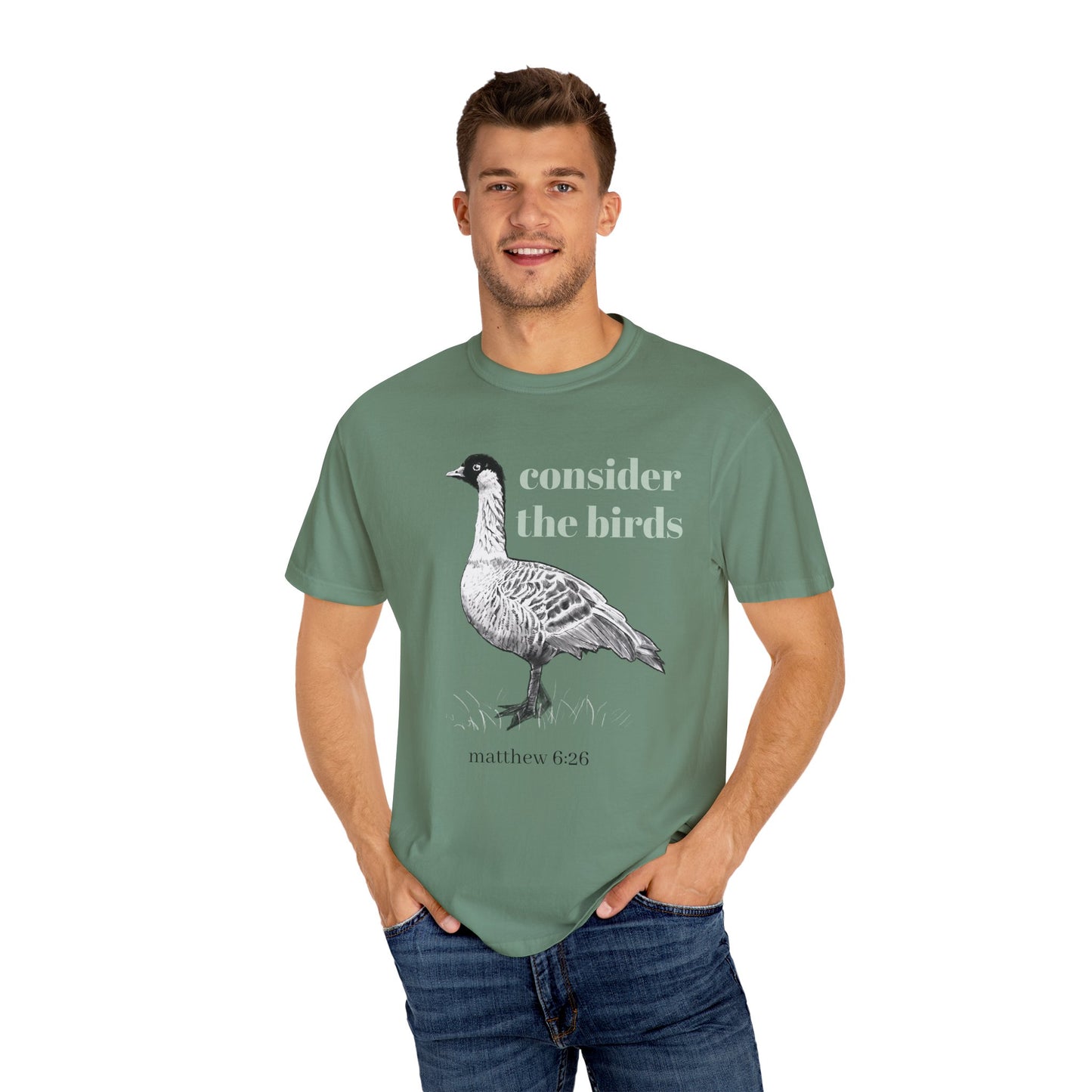 Consider the Birds T-shirt - Nene Hawaiian Goose Bird Sermon on the Mount Matthew 6 Unisex
