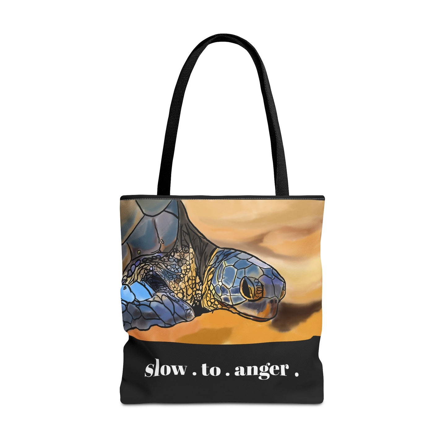 Slow to Anger Tote Bag, Inspirational Eco-Friendly Shopping Bag, Sea Turtle Design, Gift for Nature Lovers, Sustainable Fashion
