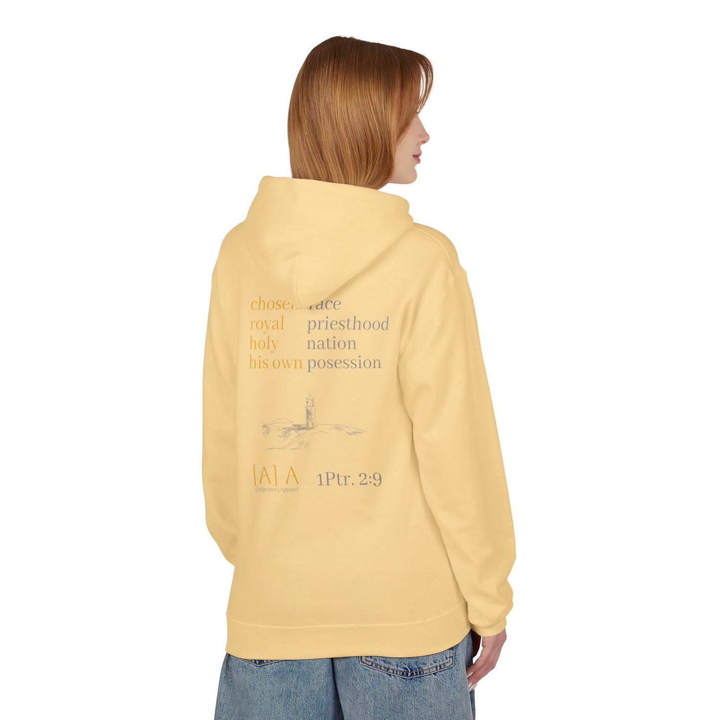 Chosen Hoodie - Lighthouse Christian Unisex Kauai Scripture Fleece, 1 Peter 2:9 Design, Sweatshirt, Gift for Men, Women, Religious Clothing